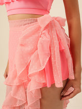 CUKOO Flamingo Pink Ruffled cover up Sarong