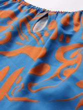 CUKOO Blue & Orange Printed Resort Wear Beach Wear Dress for Women