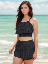 CUKOO Padded Black Polka Dot Skirtini Swimwear