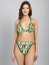 CUKOO Padded Green Animal Two piece Bikini Swimwear