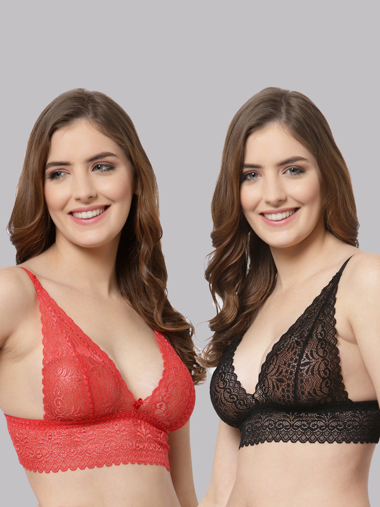 CUKOO Women Pack Of 2 Floral lacy Bra –