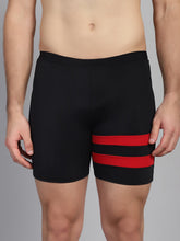 CUKOO Men Black Red Stripes Swim Bottoms