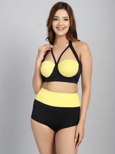 CUKOO Padded Yellow & Black Two piece Tankini Swimwear