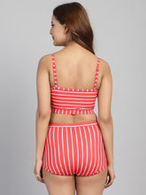 CUKOO Padded Red Striped Two piece Tankini Swimwear