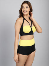 CUKOO Padded Yellow & Black Two piece Tankini Swimwear