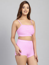 CUKOO Padded Pink Striped Two piece Tankini Swimwear