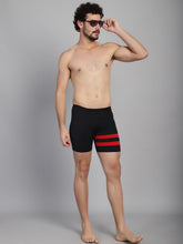 CUKOO Men Black Red Stripes Swim Bottoms