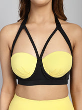 CUKOO Padded Yellow & Black Two piece Tankini Swimwear