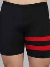 CUKOO Men Black Red Stripes Swim Bottoms