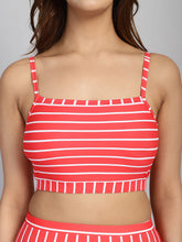 CUKOO Padded Red Striped Two piece Tankini Swimwear