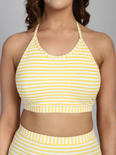 CUKOO Padded Yellow Striped Two piece Tankini Swimwear