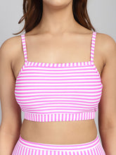 CUKOO Padded Pink Striped Two piece Tankini Swimwear